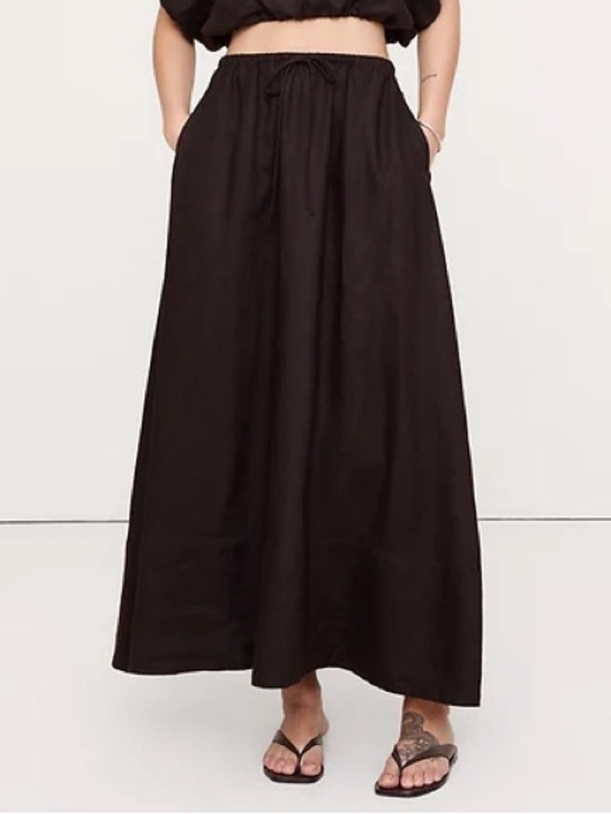 Banana Republic Dresses & Skirts - NWT! BANANA REPUBLIC GANACHE BROWN LINEN DRAWSTRING MAXI SKIRT - LARGE 🌅4️⃣